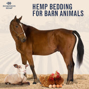 Dominion Hemp Premium Hemp Bedding for Chicken Coops 285L - 30lbs, 1-Pack | Ultra-absorbent USA hemp bedding for chicken coops and small pets, low dust, reduces odor, and keeps habitats clean and dry.