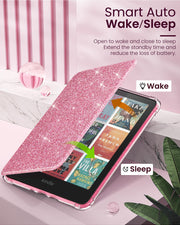 MoKo Case for 7" Kindle Paperwhite 12th Gen & Colorsoft 2024, Glitter Pink | Scratch-Proof, Sparkly Clear Back, Full Protection, Light Shell, Auto Wake/Sleep,for Kindle Paperwhite & Colorsoft 2024/2025