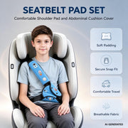 UQIANPLS Seat Belt Cover Pad, Neck & Abdomen Cushion,Blue | Soft and Breathable Straps Cover Support Suitable for Every Passenger