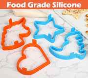 Kamehame Silicone Pancake Molds for Heart, Star, Dinosaur, Unicorn Shape Pancakes, 4 Pack Nonstick Pancake Shaper for kids, Fun Cake Ring Mold for Griddle Cooking