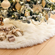 AOGU 48 Inch Faux Fur Christmas Tree Skirt White Plush Skirt for Merry Christmas Party Christmas Tree Decoration