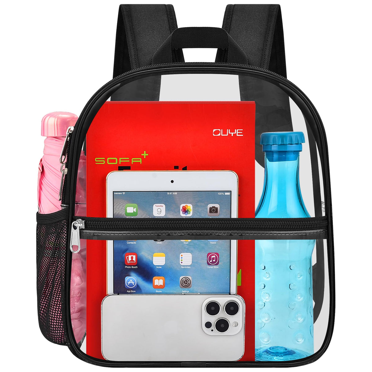 Clear Backpack for Stadium Events Sports Fan Backpack Stadium Bag 12x6x11 | Transparent Security Backpack,Heavy Duty PVC Small Clear Bag for Concerts, Sports,Work,School