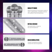 Sanwuta Fake Microphone Prop, Sparkly Bling Rhinestones Mic, Silver | Sparkle Bling Plastic Play Microphone, Pretend Glitter Bedazzled Mic, for Halloween Cosplay Party Costume