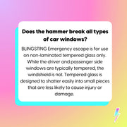 BLINGSTING Safety Hammer - Emergency Automotive Escape Tool with Window Breaker, Seat Belt Cutter & Adjustable Car Visor Strap - Tempered Glass Breaker - Steel Blade - Blush Rose Pink (1 Count)