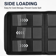 Top Loader Binder 9 Pocket, Holds 360 Toploaders, 100 Toploaders INCLUDED | Toploader Binder for 3" x 4" Rigid Toploaders, Trading Card Binder for TCG, MTG, Sport Cards, PU Leather Cover, Side Loading