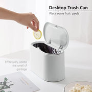 SUBEKYU Mini Trash Can with Lid,Small Desk Garbage Can,White 0.56 Gal | Countertop Mini Garbage Cans for Office Kitchen Coffee Table,Tiny Waste Basket,Bonus: 3 Rolls of Garbage Bags