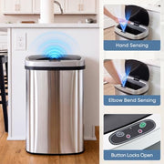 DUMOS Automatic Trash Can, 13 Gallon Touchless Sensor Garbage Can | Electric Touchless Trash Bin with Removable Lid, Fingerprint-Proof Stainless Steel, Long-Lasting Battery, 50L Large Capacity