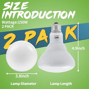 LUCKY HERP Heat Lamp Bulbs - 150W Reptile Heat Lamp 2 Pack, Daylight Basking Heat Lamp Bulbs for Reptile, UVA Heat Light Bulb for Reptiles, Amphibians, Bearded Dragons, Lizards, Turtles, Chickens