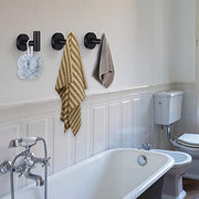 Homagic Towel Hooks Bathroom Coat Robe Wall Hook Heavy Duty Door Hanger Towel Robe Clothes Cabinet Closet Sponges Rack for Bathroom Bedroom Kitchen Hotel Pool 4 Packs Black(Drilling Installation)
