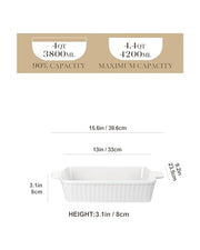 MALACASA 4.4QT Ceramic Casserole Dishes for Oven, 9x13 Baking Dishes, White | Rectangular Lasagna Pan with Handles, Ceramic Baking Dish, Deep Roasting Pan, Microwave and Dishwasher Safe, Wedding Gift