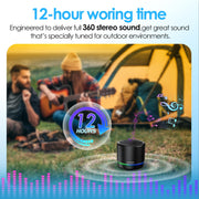 Portable Bluetooth Speaker 5.4, Mini Speaker with Noise Reduction Mic,Black