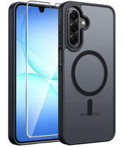 FNTCASE for Samsung Galaxy A17/A16 5G Phone Case, Fit for Magsafe, Black | Screen Protector, Translucent Matte, Military Grade Drop Proof, Shockproof Protection Bumper, Protective Magnetic Phone Cover