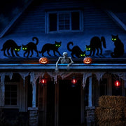 Black Cat Halloween Decorations Outdoor Yard Signs Stakes Scary Silhouette | 6 Pcs Spooky Black Cat Signs with Glow Effect Eyes Lawn Stakes for Graveyard Front Yard Backyard Garden Halloween Party Decor