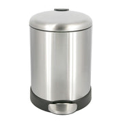 Glad Small Trash Can, 1.2 Gallon | Round Stainless Steel Garbage Bin with Soft Close Lid & Step Foot Pedal | Metal Waste Basket with Removable Inner Bucket, Stainless, 8 x 9.5 x 12 inches