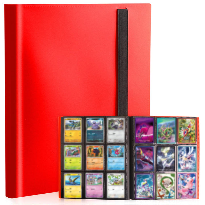 Card Binder 9-Pockets, Trading Card Binder, 20 Pages, 360 Card Capacity Collection Binder, Card Folder for MTG, TCG, Game Cards & Sports Cards（Red）