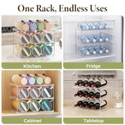 LAMU Stackable Water Bottle Organizer Holder Tumbler Cup Storage Rack | 3 Tier Clear PET Holder for Stanley 16-40oz Large Water Bottle Tumbler Cup Storage for Kitchen Cabinet Pantry Countertop