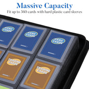 Fabmaker Top Load Binder Holds 360 Cards, Portable Card Binder with Handle | Side Loading Trading Card Storage for 3" x 4" Hard Card Sleeves, Collectible Card Album Case for Games, Sports Cards