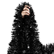 FOIMAS 33FT Black Tinsel Garland,Halloween Metallic Tinsel Garland Twisted Hanging Garland for Halloween Christmas Tree Fireplace Home Decoration