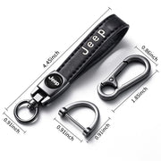 NASKEE Genuine Leather Key Chain for Jeep Wrangler Compass Cherokee Renegade Patriot Grand Commande Keychain KeyRing for Men and Woean Accessories Black