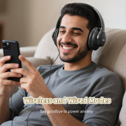 KVIDIO Bluetooth Headphones Wireless Over Ear Headsets 65H Playtime | Deep Bass, HiFi Stereo, Bluetooth 6.0, Microphone, Comfortable Fit, Foldable, Lightweight, Low Latency for Travel Home Office