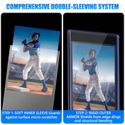 DEDC 50 Top loaders and 50 Soft Penny Sleeves Bundle, 3" x 4" Rigid Hard Card Sleeves Protectors Compatible with Standard TCG/CCG Gaming Cards, Baseball Sports Cards & Photocards, Archival Safe