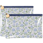Locmeo 2 Pack Needlepoint Project Bags with Wristlet, Blue, Clear Hydrangea | Pouch for Embroidery Quilting, Sewing Organizer, Cross Stitch Storage Stitching Crafts Stitchers Thoughtful Gift