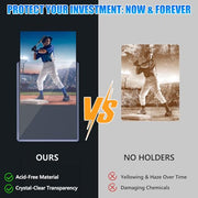 DEDC 50 Top loaders and 50 Soft Penny Sleeves Bundle, 3" x 4" Rigid Hard Card Sleeves Protectors Compatible with Standard TCG/CCG Gaming Cards, Baseball Sports Cards & Photocards, Archival Safe