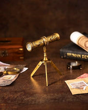 Antique Brass Kaleidoscope Gift for Men, Kids and Adults, Vintage Collectibles for Birthday, Christmas Any Occasion, Unique Gift Idea (with Tripod)