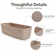 Zenlyzoo Toilet Paper Basket for Toilet Tank, Oatmeal, 1 Pack | Small Cotton Organizer, Rectangle, 14 x 6.5 x 3.9 in, Open Top, 2 Inside Handles, Machine Washable, Foldable