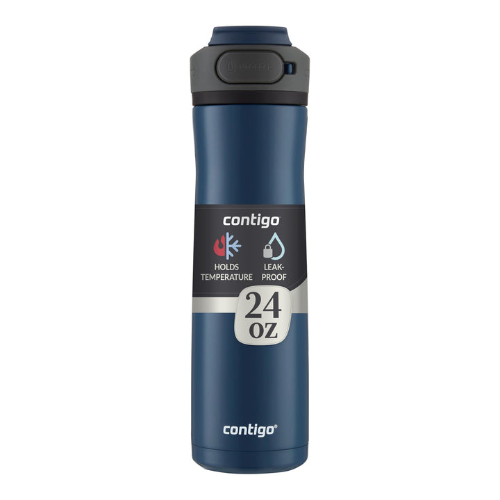 Contigo Cortland Chill 2.0 Stainless Steel Water Bottle, Blueberry, 24oz | Double-Wall Vacuum-Insulated, Keeps Cold 24 Hrs, Spill-Proof AUTOSEAL® Lid, Integrated Carry Handle