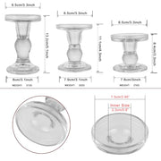 BTGLLAS 3-Piece Set of Glass Candlestick, Crystal Candlestick Holder Holder and Conical Candle, Christmas Candle Holder Decoration, Family Living Room Wedding Candle Holder (Clear)