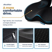 Car Seat Cushion for Driving, Sciatica Pain Relief Car Pillow and Seat Pad | Extra Large Driver Seat Cushion Offers Broad Car-Seat Coverage to Ease Hip and Tailbone Pressure During Long Drives (Black)
