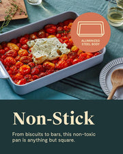 Caraway Non-Stick Ceramic-Coated 9"x13" Rectangle Pan | Naturally Slick Ceramic Coating, Non-Toxic, PTFE and PFOA Free, Perfect for Brownies, Lasagnas, and More, Cream