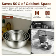 Gronivex Stainless Steel Mixing Bowls Set, 3-Piece (1.5, 2.2 & 3.4 Qt) | Food-Grade Metal, Dishwasher safe，Stackable Nesting & Space-Saving – For Kitchen Baking, Salads, Meal Prep, RV & Camping