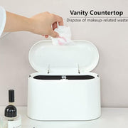 SUBEKYU Mini Trash Can with Lid,Small Desk Garbage Can,White 0.56 Gal | Countertop Mini Garbage Cans for Office Kitchen Coffee Table,Tiny Waste Basket,Bonus: 3 Rolls of Garbage Bags