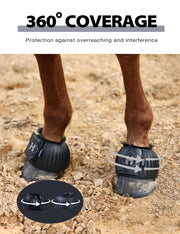 Harrison Howard Rubber Pull-on Bell Boots, Hoof Overreach Protection | 2/pack & 4/pack Options, Extra Thick Rubber for Durability, Upgraded Leather Touch Tape, Hoof Impact Guard, Horse Bell Boots
