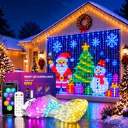 Christmas LED Smart Wall Curtain Net Lights, RGB Animated Outdoor Lights | 400 RGB Leds with App & Remote Control, Animated Effects, Timer, Music Sync and Customizable Christmas Light Displays