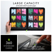 Vault X 9 Pocket Zip Trading Card Binder 360 Cards Exo-Tec (Black) | Holds 360 standard-size TCG cards in 20 side-loading 9-pocket pages. Padded, water-resistant Exo-Tec cover.