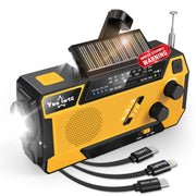 Hand Crank Emergency Radio 7400mWh (2000mAh) Solar Hand Crank Radio | Built in 3 Charging Cables AM/FM/NOAA Weather Radio Battery Operated Hand Crank Charger for Emergency Supplies Survival Gear
