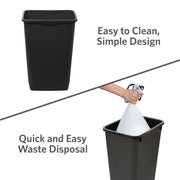 Glad Open Top Plastic Trash Cans | 12 Gallon, Black | 2 Pack