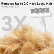aumuca Undercoat Rake for Dogs, Deshedding & Dematting Comb for Cats, Horse | Dog grooming rake & dog shedding brush in one | Lifts undercoat in a single pass | Gentle on matted hair & sensitive skin