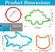 Kamehame Silicone Pancake Molds for Shark, Round, Cat, Dinosaur Shape Pancakes, 4 Pack Nonstick Pancake Shaper for kids, Fun Shapes Cake Ring Mold for Griddle Cooking