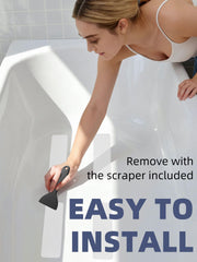 Secopad 12PCS Strip Non Slip Bathtub Stickers with Scraper, 2.4*8in, Clear | Original XXL Extra-wide Anti-Slip Treads, Comfortable PEVA Material, Strong Adhesive, For Bath Tubs, Showers & Stairs