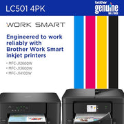 Brother Genuine LC5014PK 4-Pack (1 Each of) Standard Yield Black, Cyan, Magenta, and Yellow Ink Cartridges