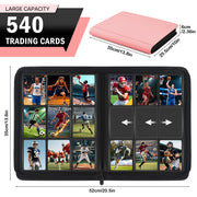 Zofly 9 Pocket Card Binder, Premium Zip Trading Card Binder 540 Cards, Pink | 540 Capacity Side-Loading Card Storage Album in 30 pages, Pink PU Card Collection Binder for Gifts, TCG, MTG, Sport Cards