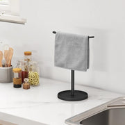 STWWO Hand Towel Holder | Stainless Steel Towel Holder Stand for Bathroom, Kitchen Countertop, T-Shaped Hand Towel Rack Stand, Black
