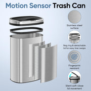 DUMOS Automatic Trash Can, 13 Gallon Touchless Sensor Garbage Can | Electric Touchless Trash Bin with Removable Lid, Fingerprint-Proof Stainless Steel, Long-Lasting Battery, 50L Large Capacity