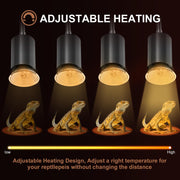 Lachesan 50W Uva Light Bulbs 4-Pack, Turtle Heat Lamp for Reptile | E26 Base Fit for Reptiles and Amphibian Tanks, Terrariums and Cages, Works with Various Lamp Fixtures