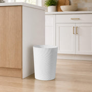 UUJOLY Plastic Small Bathroom Trash Can Wastebasket Garbage Can, White | Sturdy-Easy to Clean, Bathroom, Laundry Room, Kitchen, Office, Kids Room, Dorm, Bedroom, 1.8 Gallon