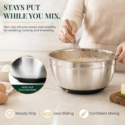 Bellemain Stainless Steel Mixing Bowls with Airtight Lids Set - Set of 3 | Non-slip Silicon Base, Kitchen Essentials for Baking & Serving (Mix, Serve, and Store), Rust-resistant, Dishwasher Safe